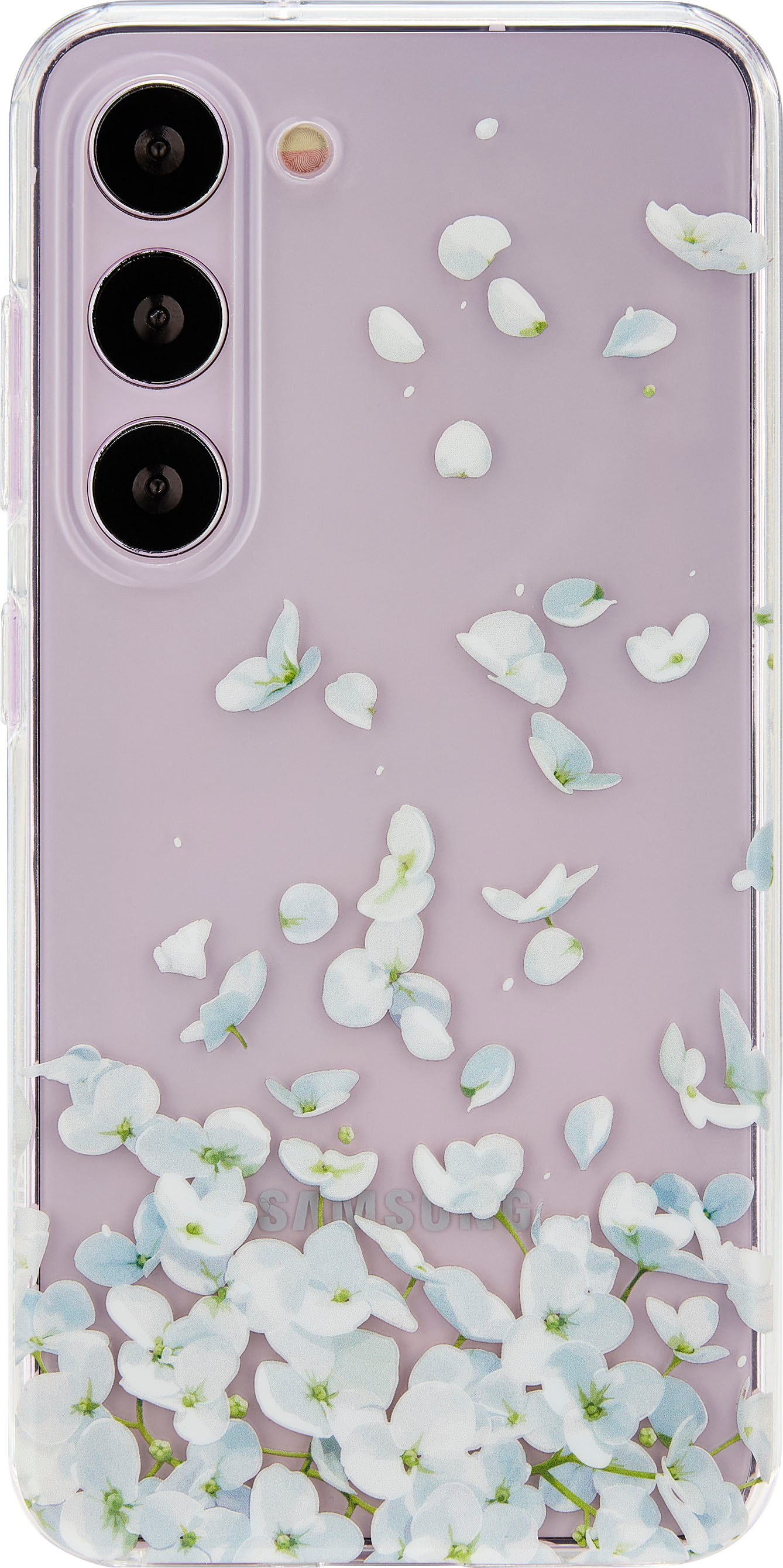 Light Blue Background & Flowers Graphic Anti-fall Silicon Phone
