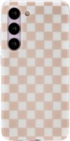 Insignia™ - Hard-Shell Case for Samsung Galaxy S23 - Tan/White Checkers - Front_Zoom