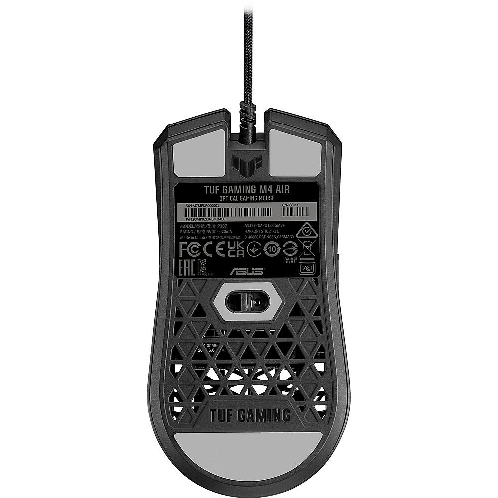 Back. ASUS - TUF Gaming M4 Air Wired Optical Scroll 6 Button Gaming Mouse with Antibacterial Guard Protection - Black.