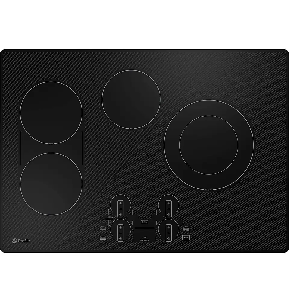 GE Profile - 30" Electric Built-In Touch Control Cooktop with Power Boil on Dual-Ring Element - Black