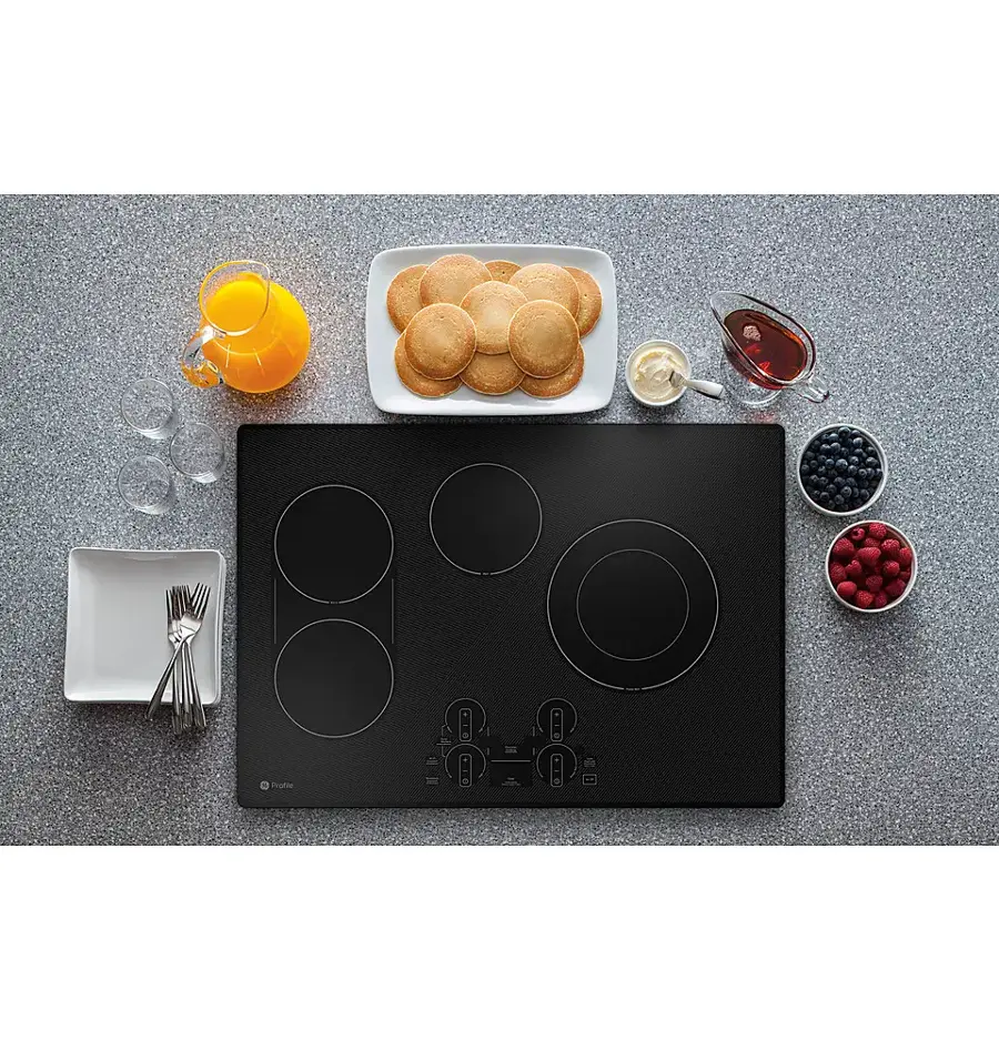 Alt View 12. GE Profile - 30" Electric Built In Cooktop - Black.