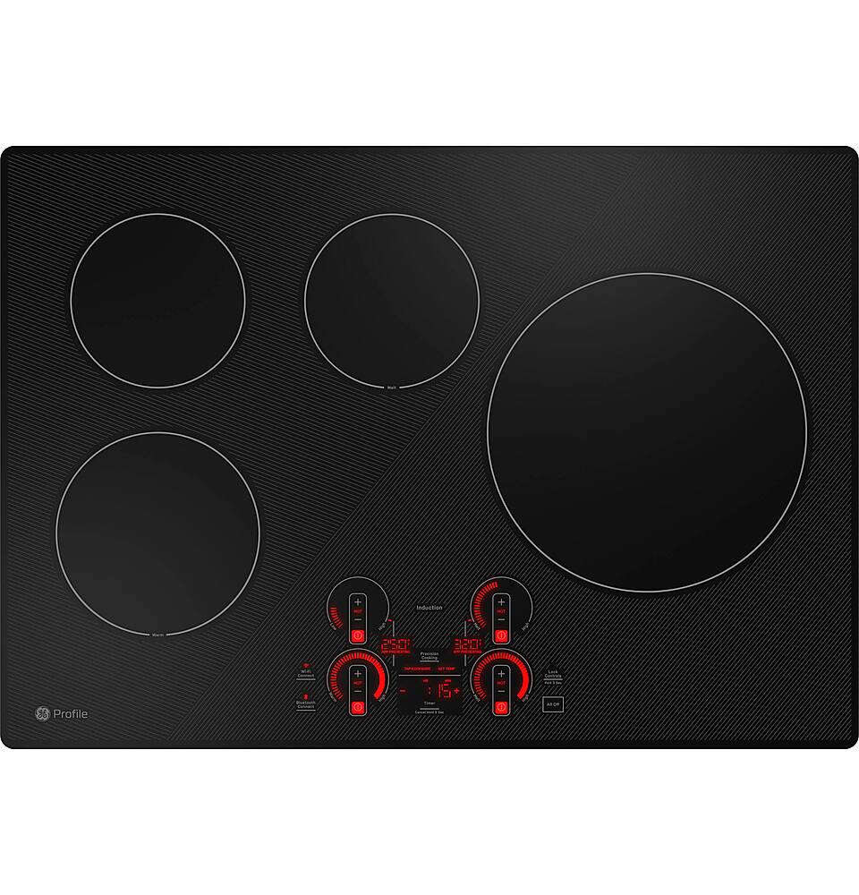 Angle. GE Profile - 30" Electric Built In Cooktop - Black.