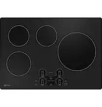 Front. GE Profile - 30" Electric Built In Cooktop - Black.