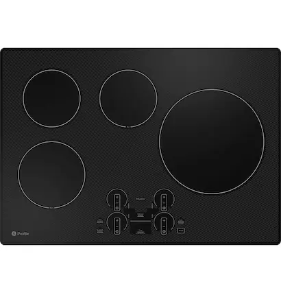 Front. GE Profile - 30" Electric Built In Cooktop - Black.