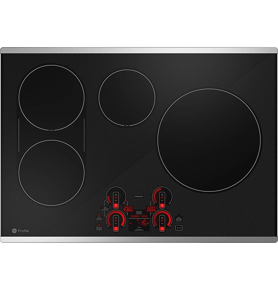 Angle. GE Profile - 30" Electric Built In Cooktop - Stainless Steel.