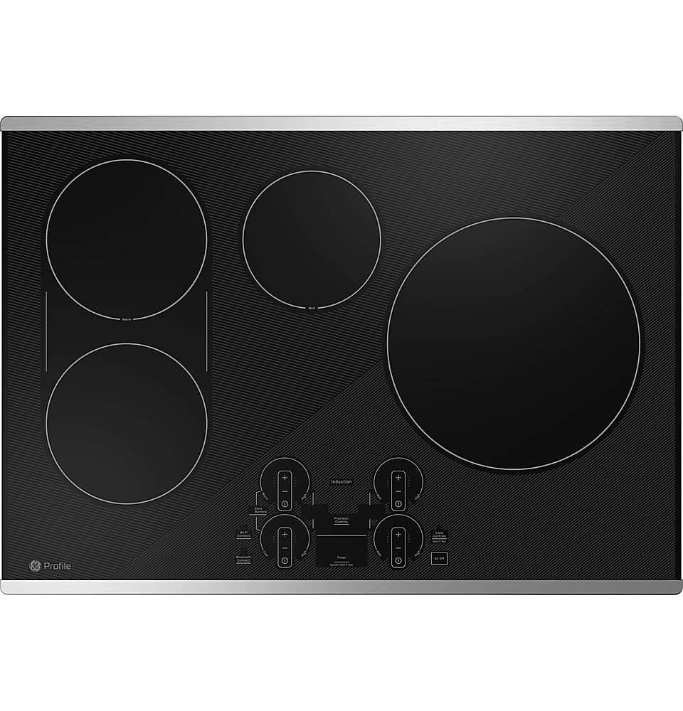 GE Profile - ENERGY STAR 30" Built-In Touch Control Electric Induction Cooktop - Stainless Steel on Black - Front_Zoom