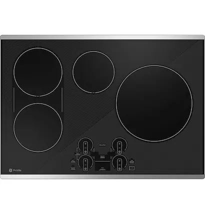 Front. GE Profile - 30" Electric Built In Cooktop - Stainless Steel.