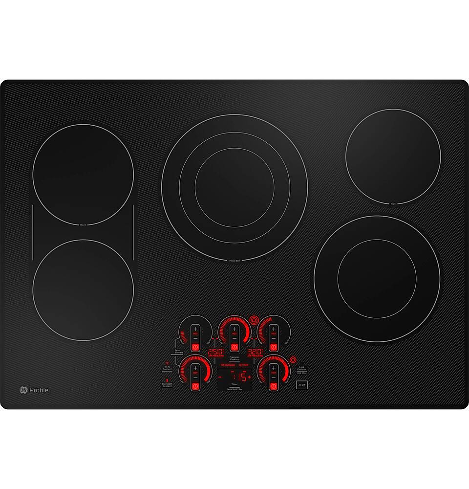 Angle. GE Profile - 30" Electric Built In Cooktop - Black.