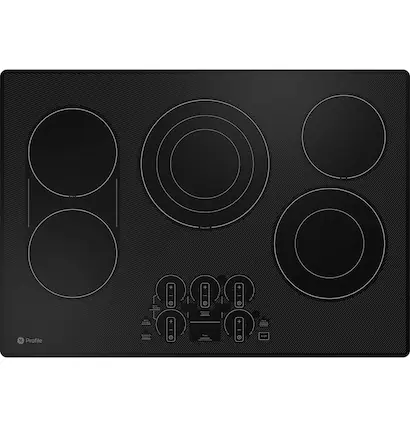 Front. GE Profile - 30" Electric Built In Cooktop - Black.