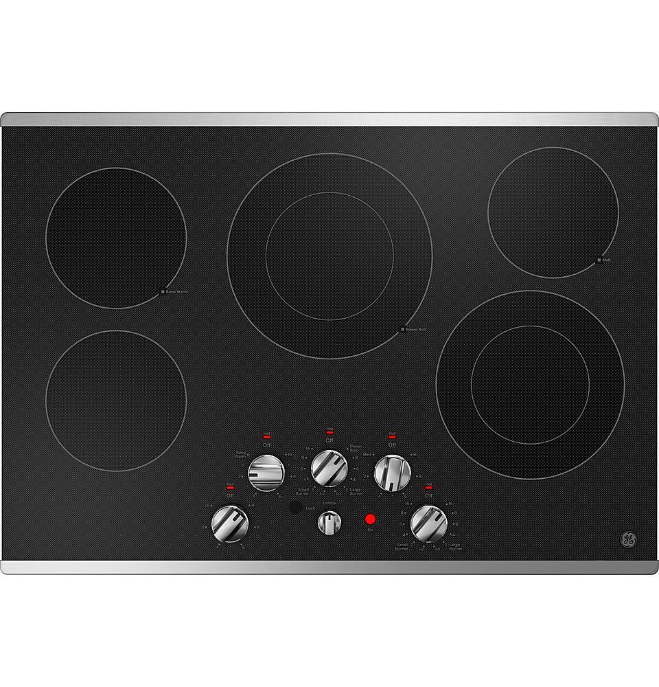Angle. GE - 30" Electric Built In Cooktop - Stainless Steel.