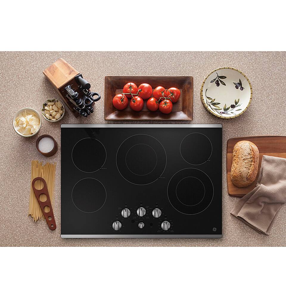 Alt View 12. GE - 30" Electric Built In Cooktop - Stainless Steel.