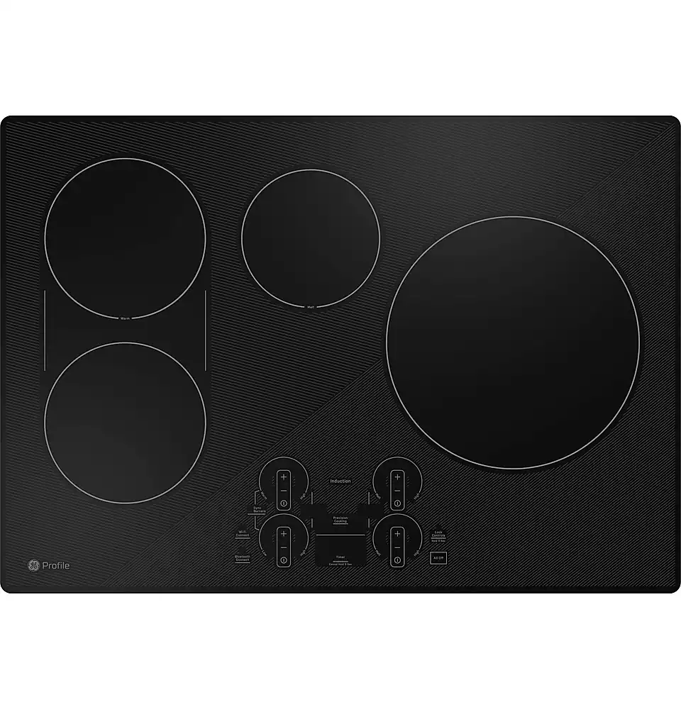 Front. GE Profile - 30" Electric Built In Cooktop - Black.
