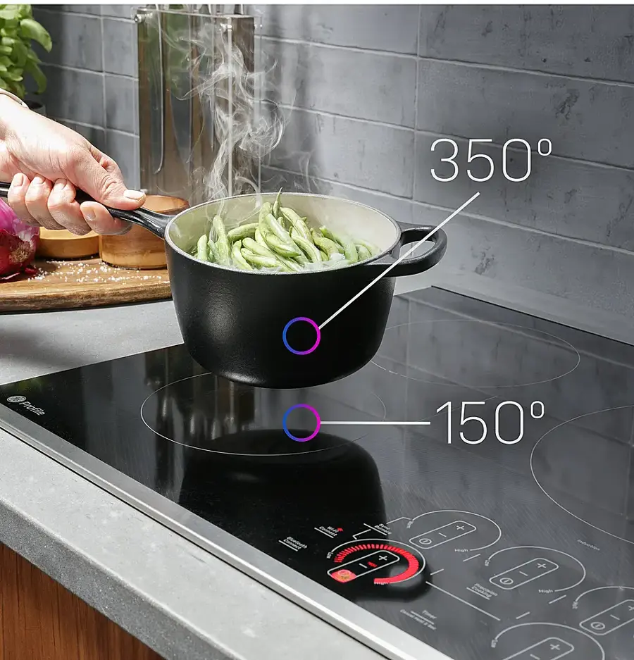 Alt View 16. GE Profile - 36" Electric Built In Cooktop - Black.