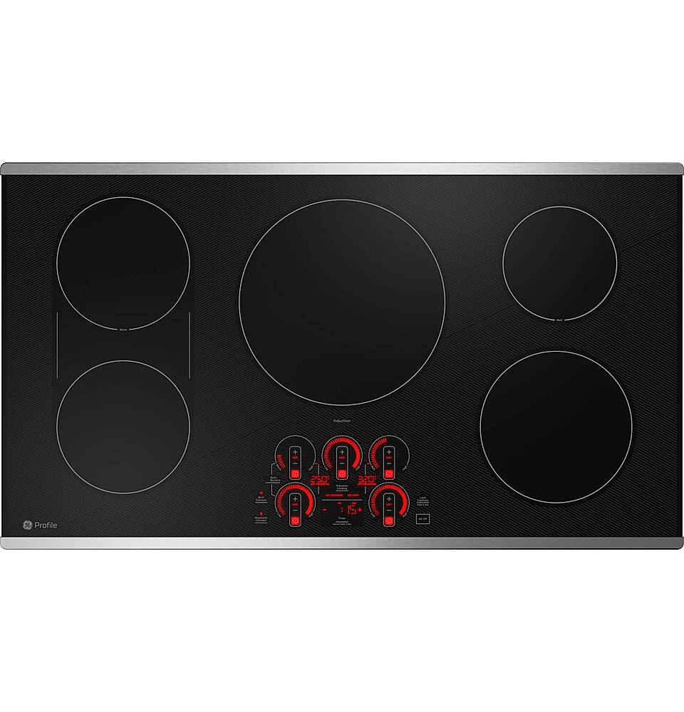 Angle. GE Profile - 36" Electric Built In Cooktop - Stainless Steel.