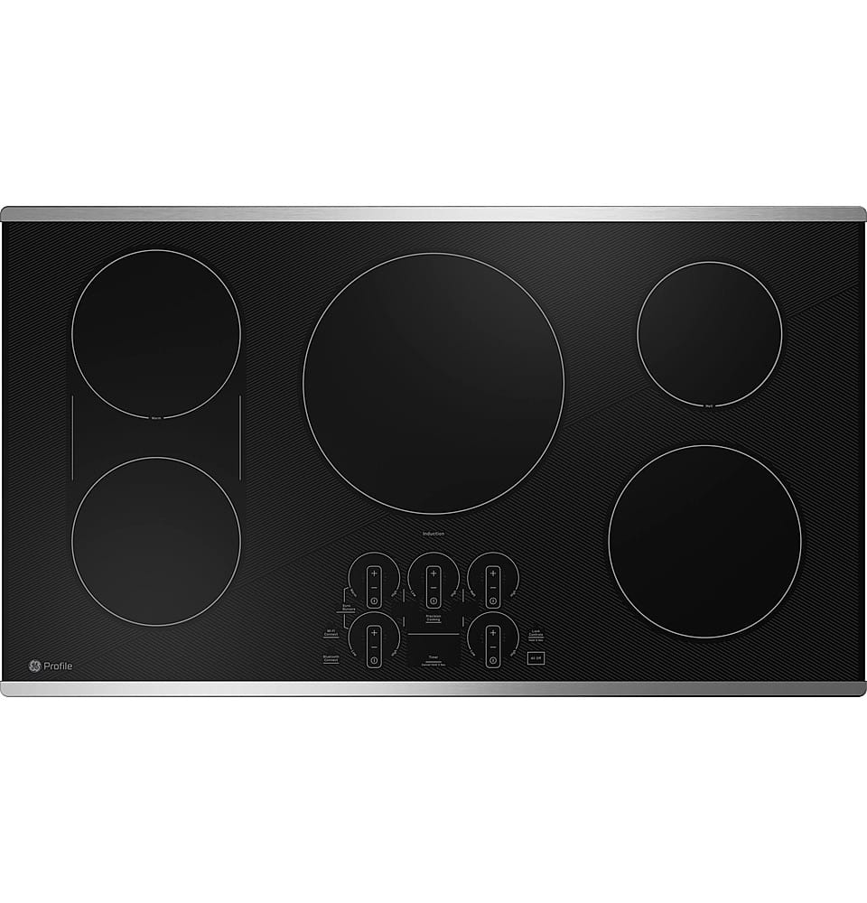 GE Profile - 36" Built-In Electric Induction Cooktop - Stainless Steel on Black - Front_Zoom