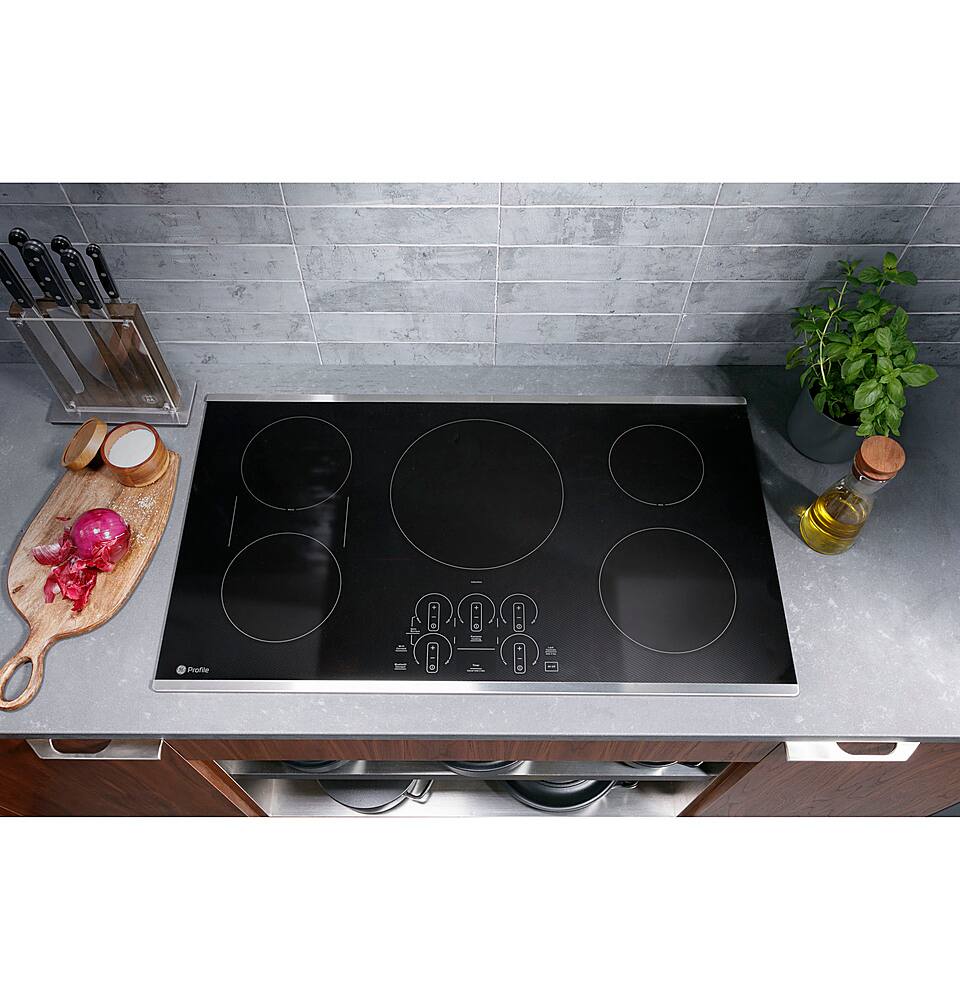 Alt View 19. GE Profile - 36" Electric Built In Cooktop - Stainless Steel.