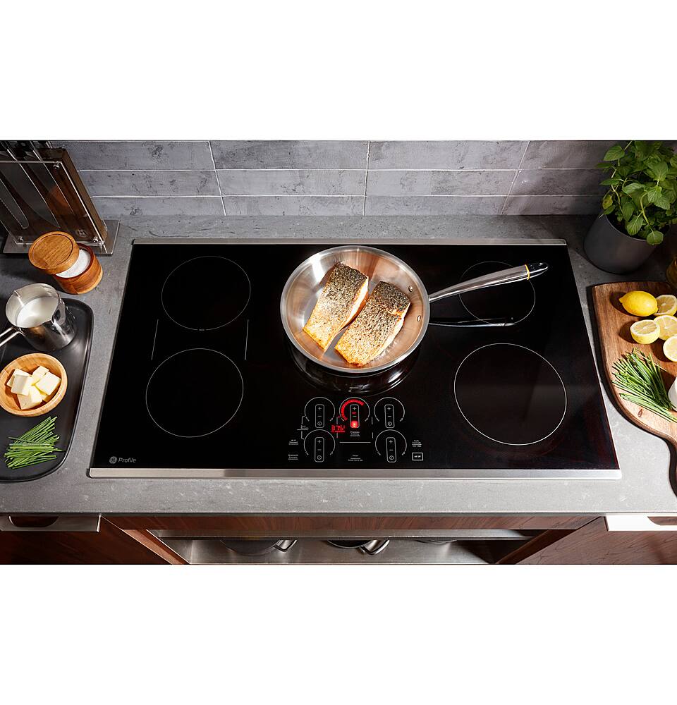 Alt View 25. GE Profile - 36" Electric Built In Cooktop - Stainless Steel.