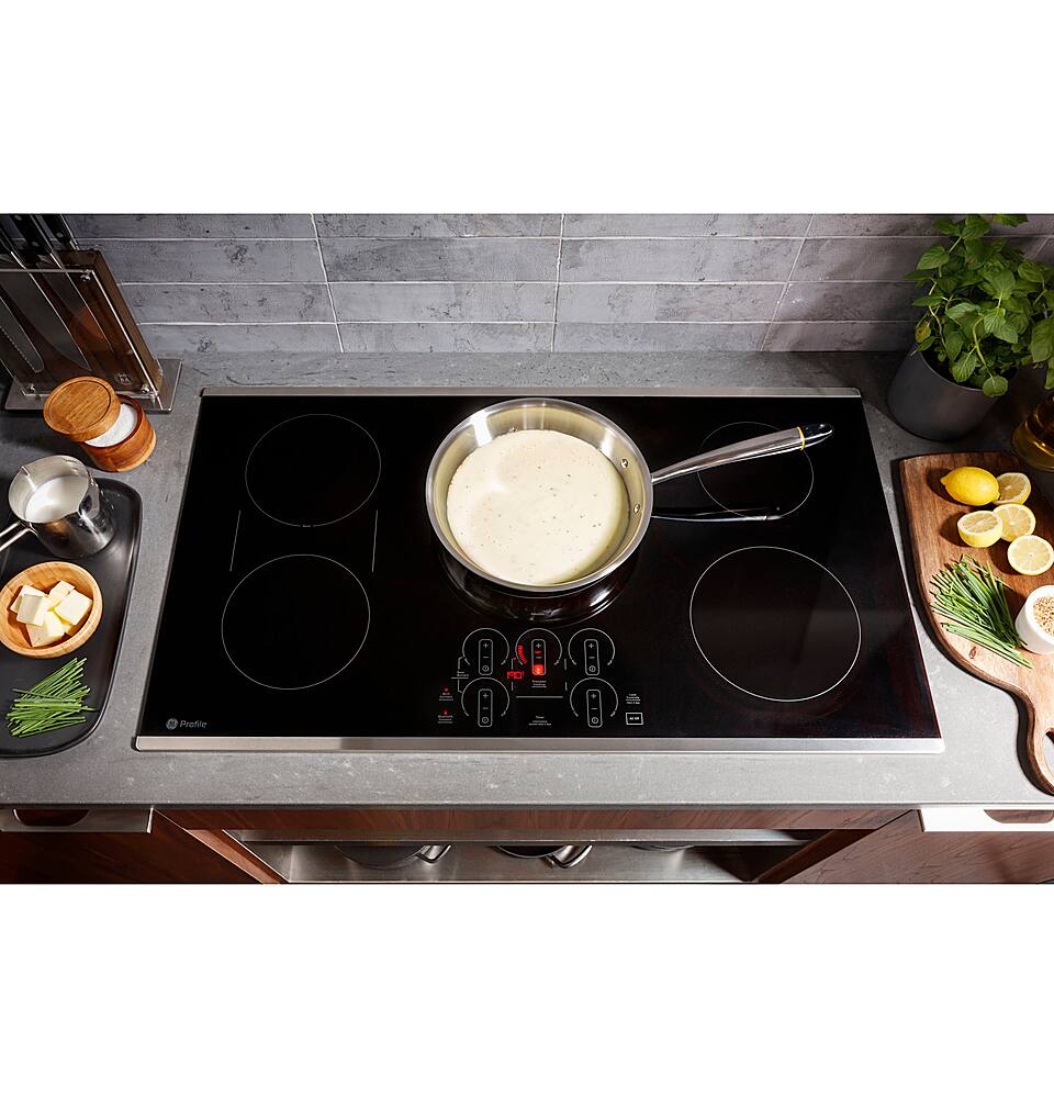 Alt View 26. GE Profile - 36" Electric Built In Cooktop - Stainless Steel.