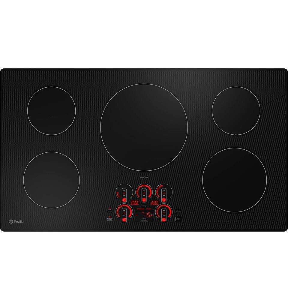 Angle. GE Profile - 36" Electric Built In Cooktop - Black.