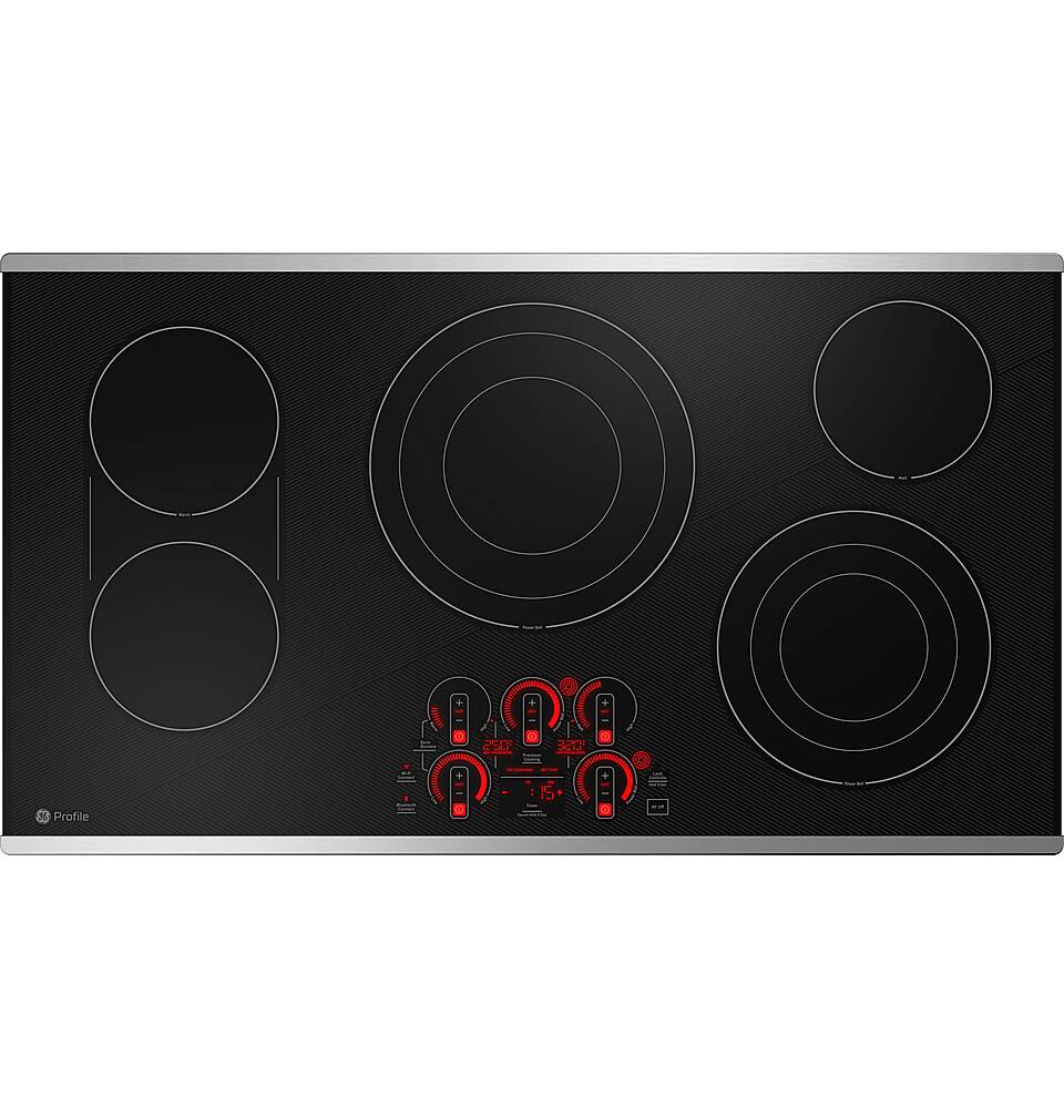 Angle. GE Profile - 36" Electric Built In Cooktop - Stainless Steel.