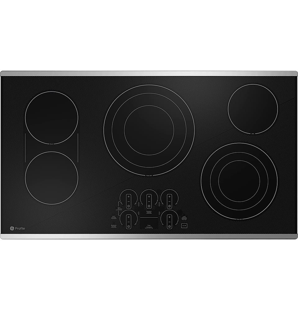 Front. GE Profile - 36" Electric Built In Cooktop - Stainless Steel.