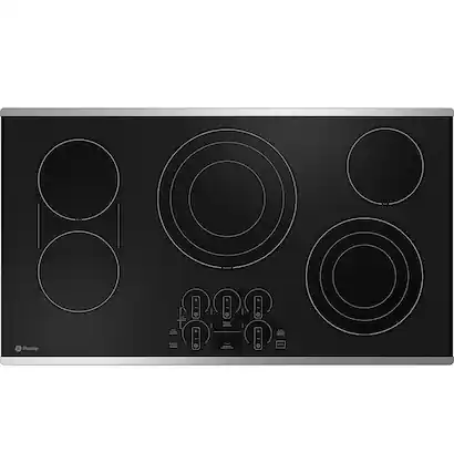 Front. GE Profile - 36" Electric Built In Cooktop - Stainless Steel.