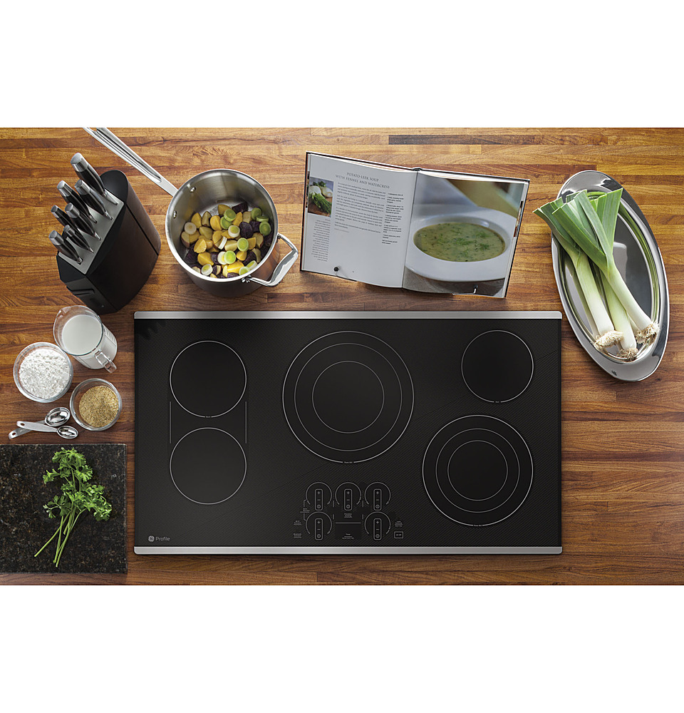 Alt View 12. GE Profile - 36" Electric Built In Cooktop - Stainless Steel.