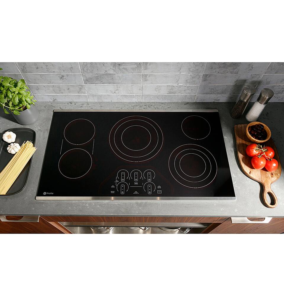 Alt View 16. GE Profile - 36" Electric Built In Cooktop - Stainless Steel.
