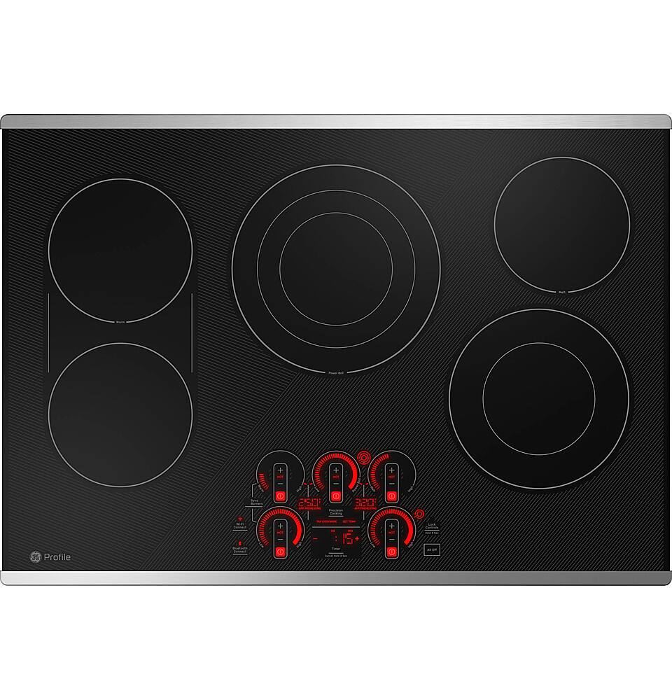 Angle. GE Profile - 30" Electric Built In Cooktop - Stainless Steel.