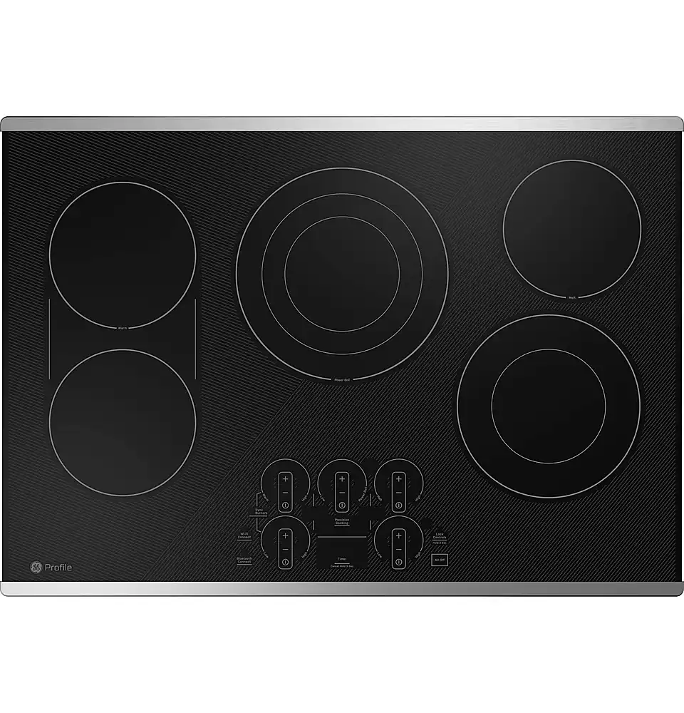 Front. GE Profile - 30" Electric Built In Cooktop - Stainless Steel.