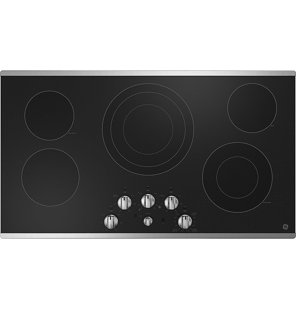 Front. GE - 36" Electric Built In Cooktop - Stainless Steel.