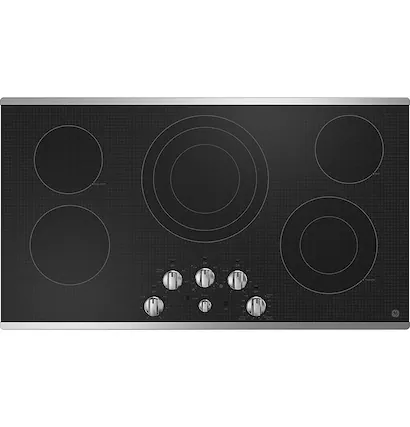 Front. GE - 36" Electric Built In Cooktop - Stainless Steel.