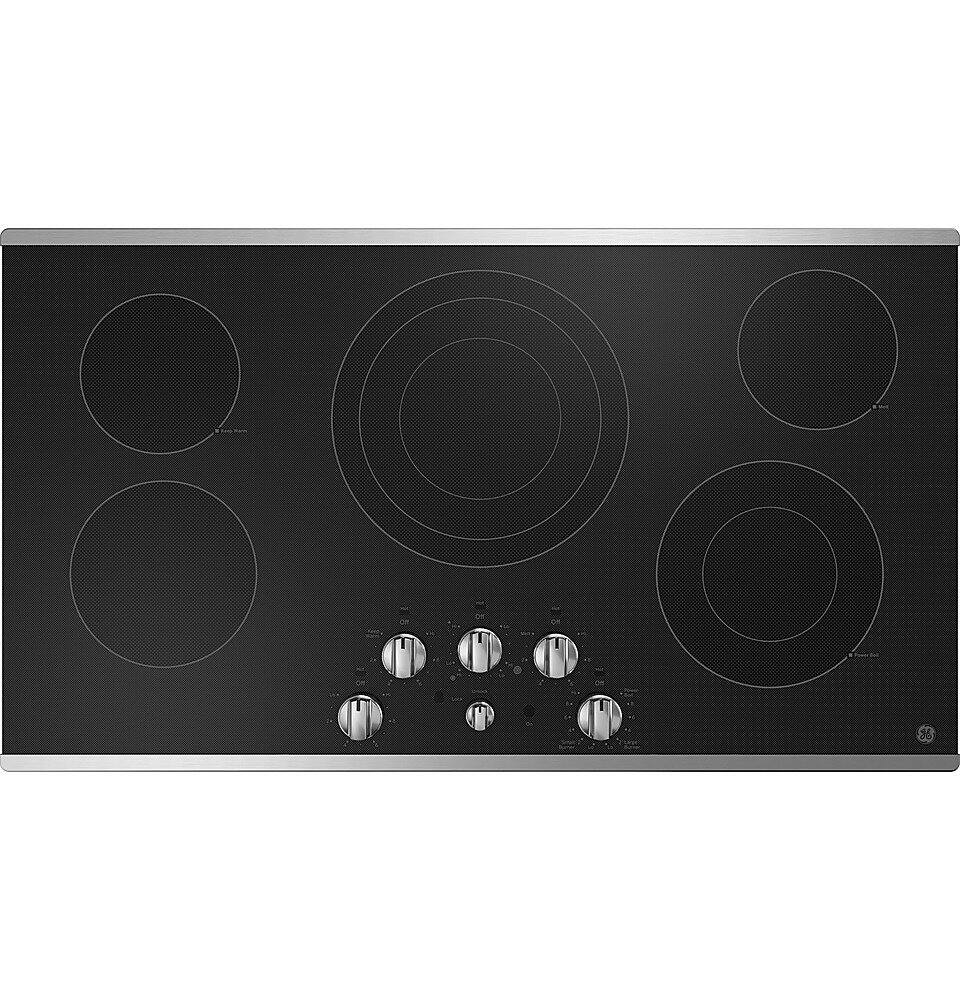 GE - 36" Electric Built In Cooktop - Stainless Steel on Black