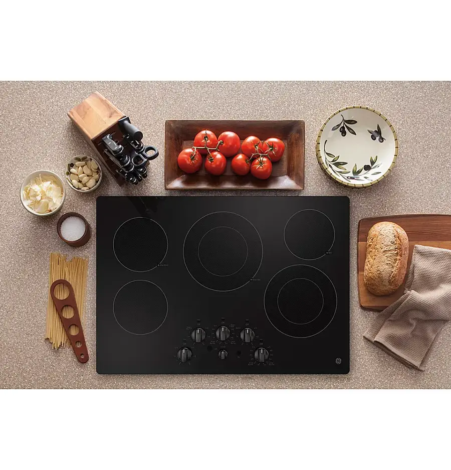 Alt View 12. GE - 30" Electric Built In Cooktop - Black.