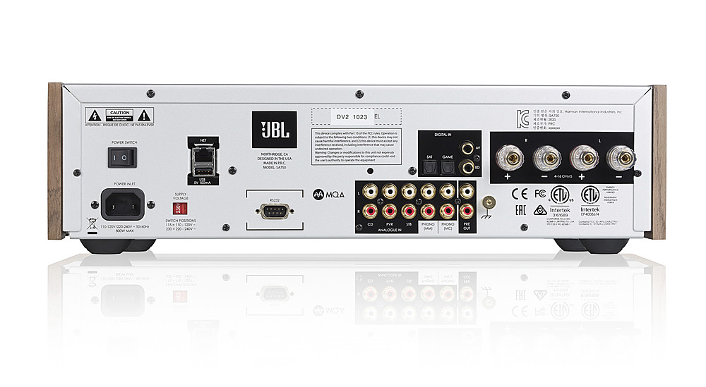Back View: JBL - SA750 2.0-Ch. Intelligent Integrated Amplifier with Googlecast and Dirac Live - Silver
