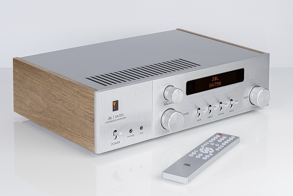 Angle View: JBL - SA750 2.0-Ch. Intelligent Integrated Amplifier with Googlecast and Dirac Live - Silver