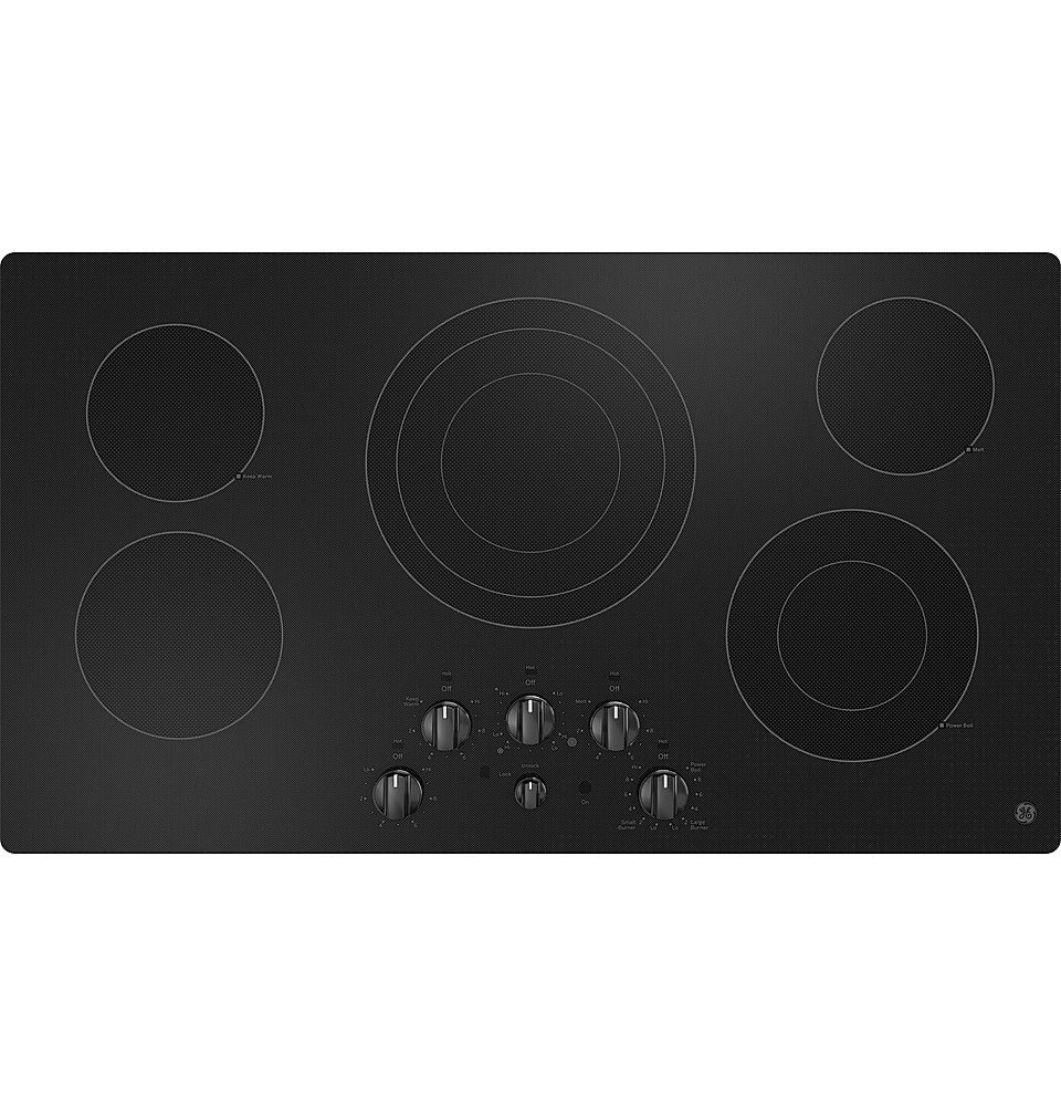 Front. GE - 36" Electric Built In Cooktop - Black.