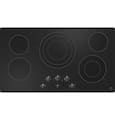 GE - 36 in. Wide 5 Element Electric Built-In Cooktop with Easy Clean Surface - Black