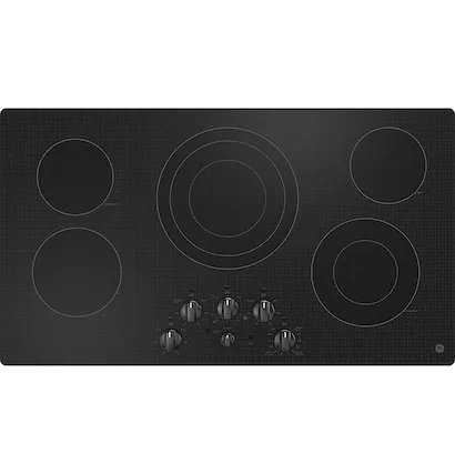 Front. GE - 36" Electric Built In Cooktop - Black.