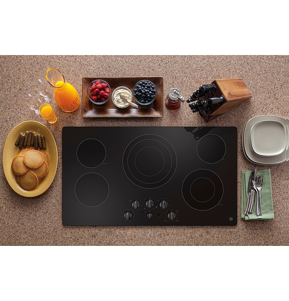 Alt View 12. GE - 36" Electric Built In Cooktop - Black.