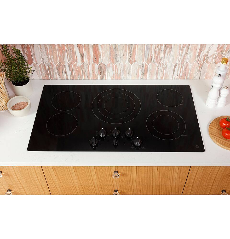 Alt View 23. GE - 36" Electric Built In Cooktop - Black.
