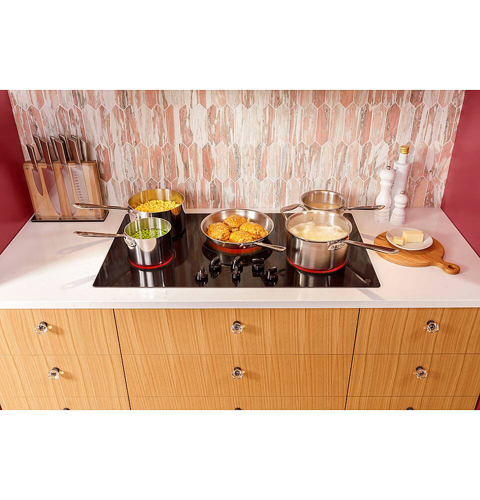 Alt View 24. GE - 36" Electric Built In Cooktop - Black.