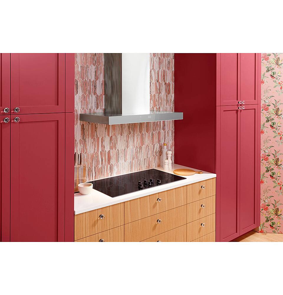 Alt View 30. GE - 36" Electric Built In Cooktop - Black.