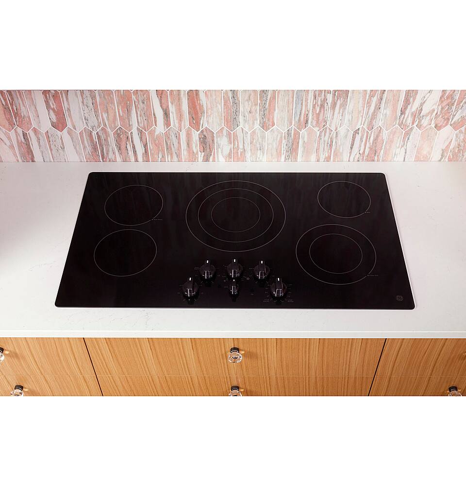 Alt View 31. GE - 36" Electric Built In Cooktop - Black.