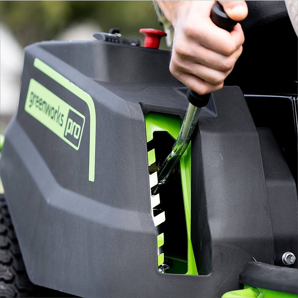 Alt View 11. Greenworks - 80 Volt 42" CrossoverT Electric Riding Lawn Mower (6 4Ah Batteries and 3 Dual Port Turbo Chargers Included) - Green.