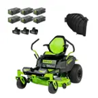 Front. Greenworks - 80 Volt 42" CrossoverZ Electric Zero Turn Riding Lawn Mower (6 4Ah Batteries and 3 Dual Port Turbo Chargers Included) - Green.
