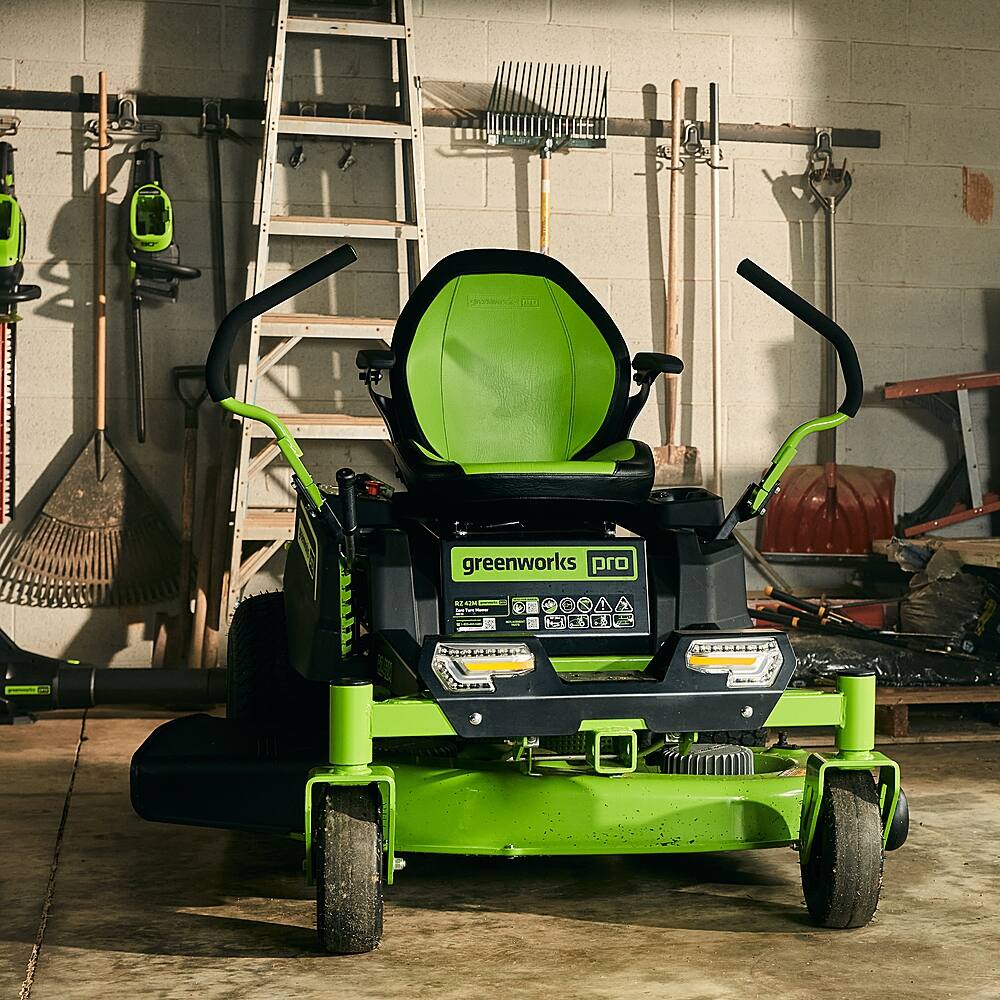 Alt View 14. Greenworks - 80 Volt 42" CrossoverZ Electric Zero Turn Riding Lawn Mower (6 4Ah Batteries and 3 Dual Port Turbo Chargers Included) - Green.