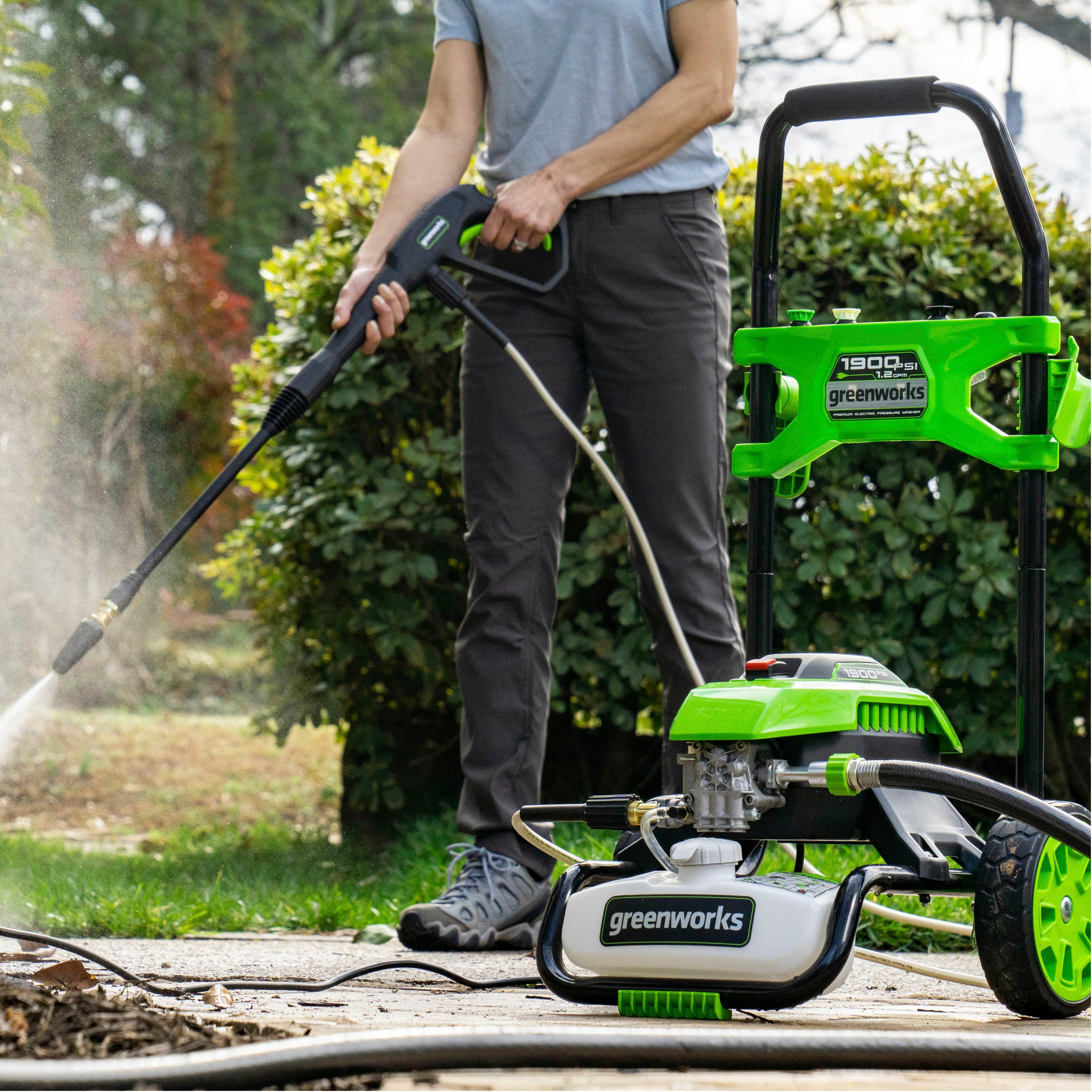 Left View: Greenworks - Electric Pressure Washer up to 1900 PSI at 1.2 GPM - Green