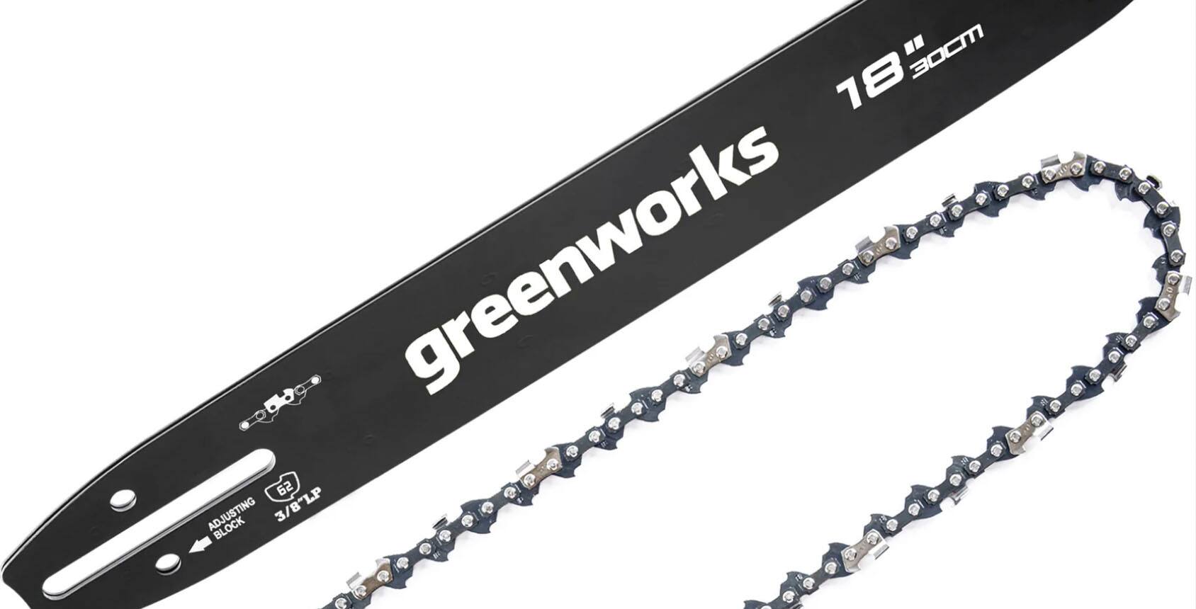 Angle. Greenworks - 18-Inch Replacement Chainsaw Bar and Chain Combo - Black.