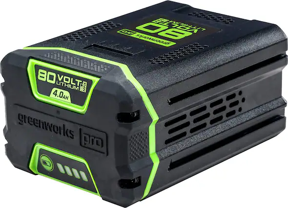 Front. Greenworks - 80 Volt 4Ah Battery (Charger not included) - Black/Green.